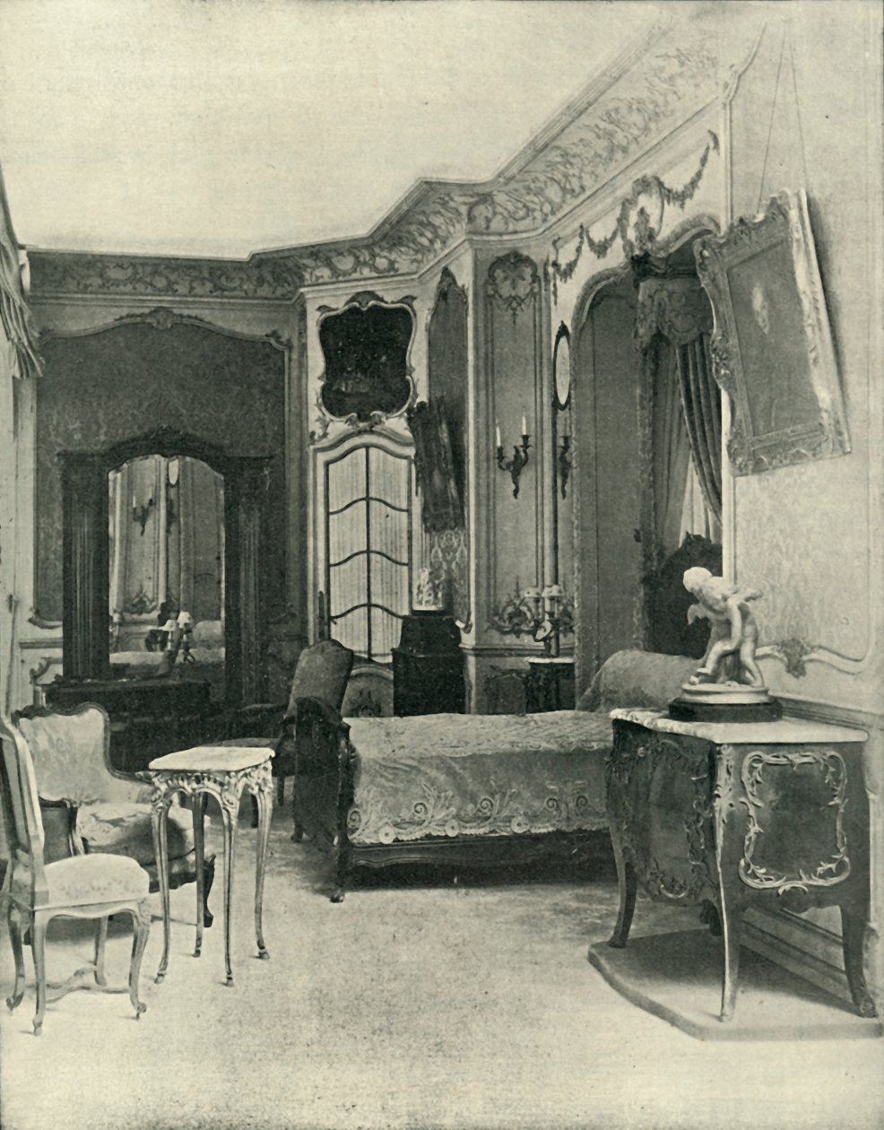 Ludvig XV:s sängkammare, utförd av Maison Soubrier, 1903. av Unbekannt