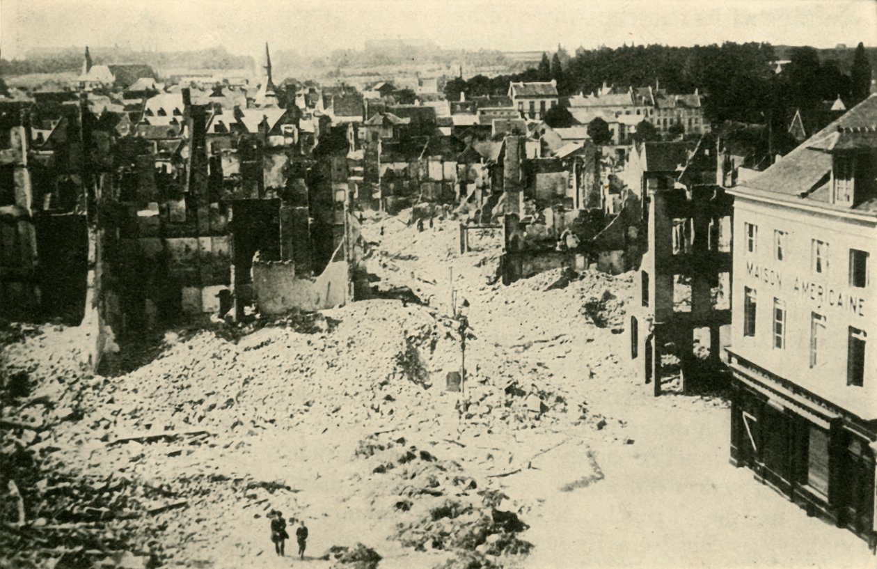 Louvain efter det tyska bombardementet: en del av den ödelade staden, c1914, c1920. av Unbekannt