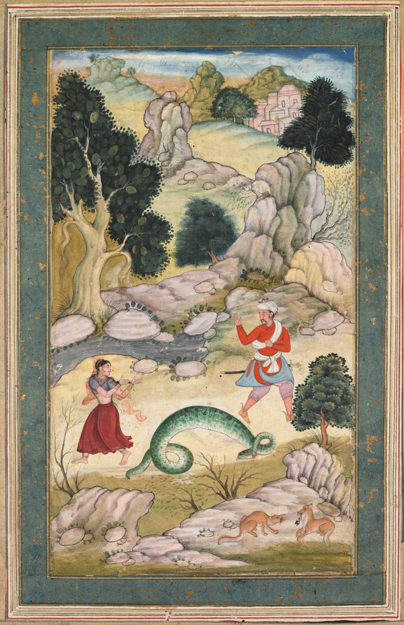 Älskars avsked, sida ur en bok med fabler, ca. 1590-95. av Unbekannt