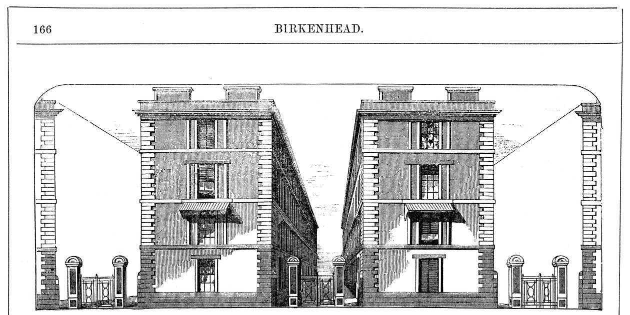 Låghyra arbetarbostäder byggda av Birkenhead Dock Co, c1844 c1860 av Unbekannt