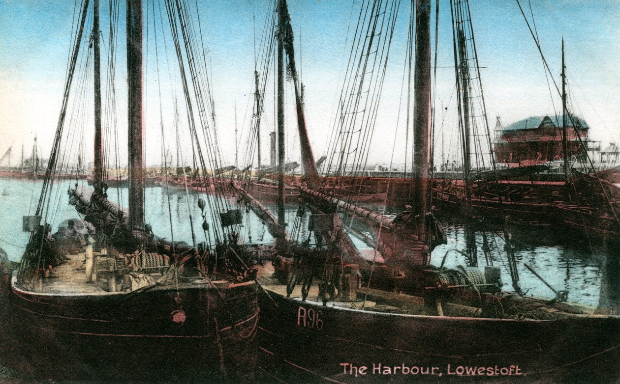 Lowestoft hamn, Suffolk, 1909 av Unbekannt