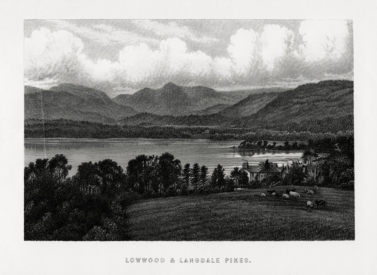 Lowwood och Langdale Pikes, Lake District, Cumbria, 1896 av Unbekannt