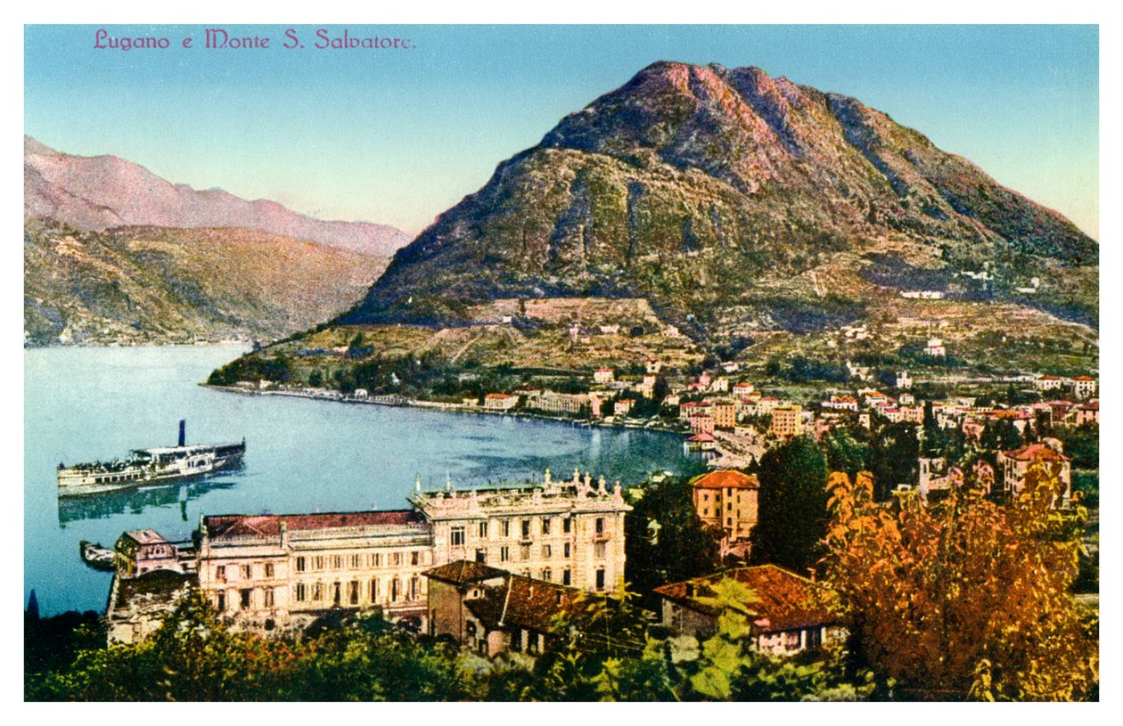 Lugano och Monte San Salvatore, Schweiz, 1900-talet av Unbekannt