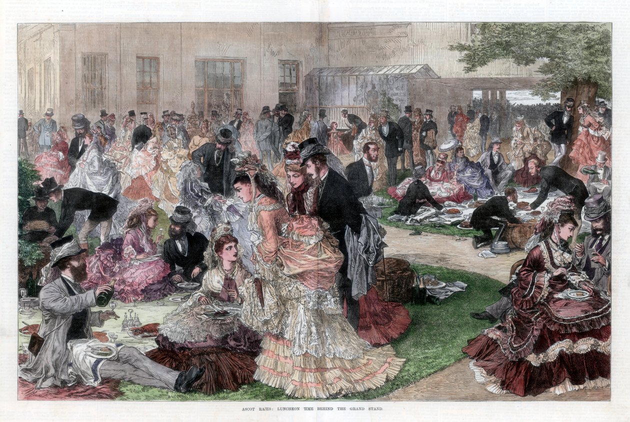 Lunchtid bakom läktaren, Ascot races, 1872 av Unbekannt