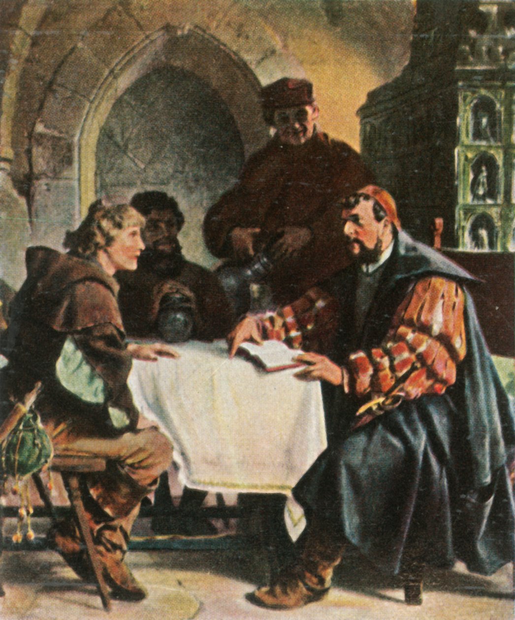 Luther som Junker Jörg i Jena Värdshus med schweiziska studenter, 1522, 1936. av Unbekannt