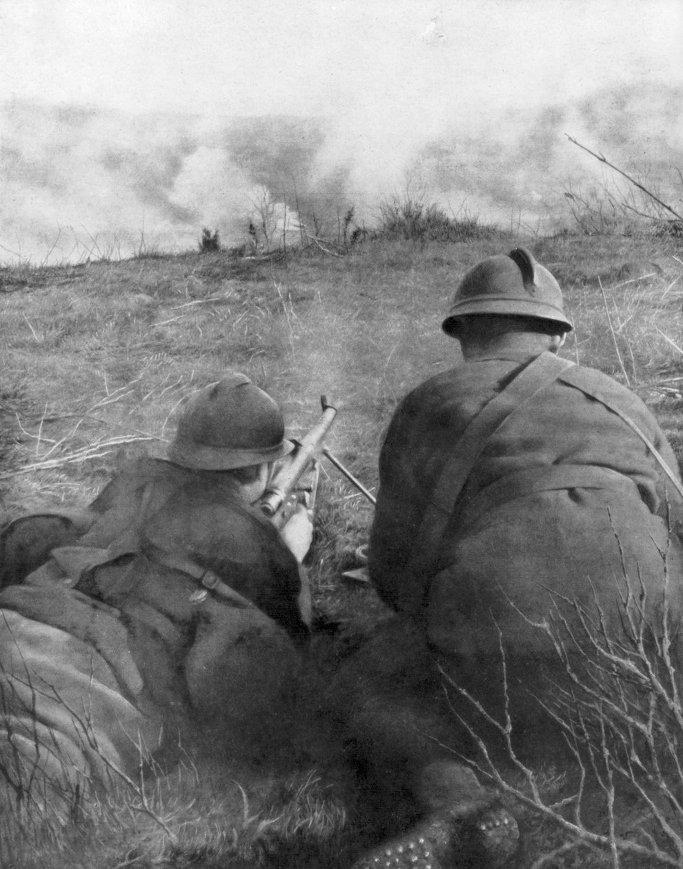Maskingevärsskyttar vid kanten av Hangard Wood, Picardie, Frankrike, 28 april 1918, 1926 av Unbekannt