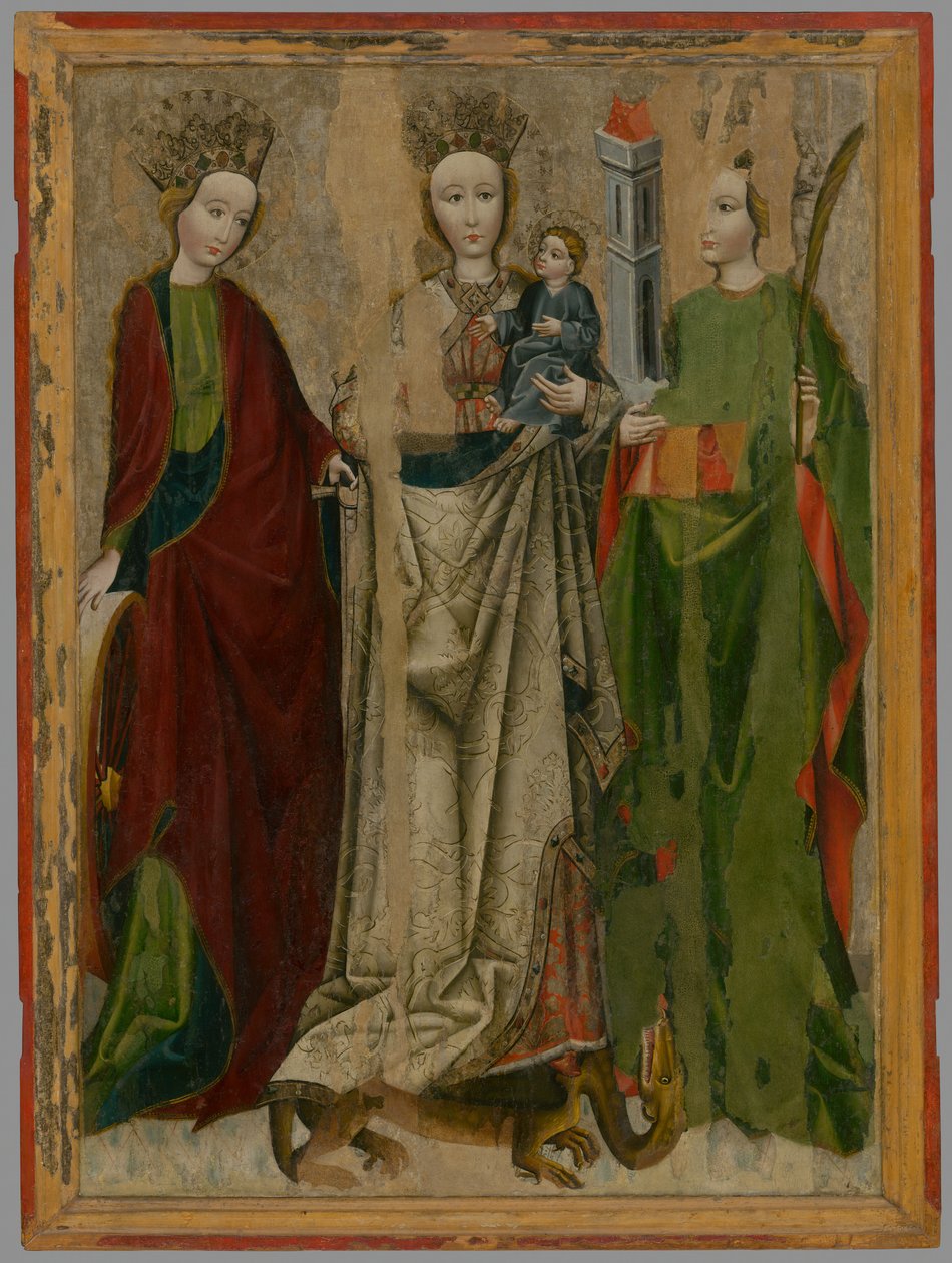 Madonna på en drake mellan St. Catherine och Barbara av Unbekannt