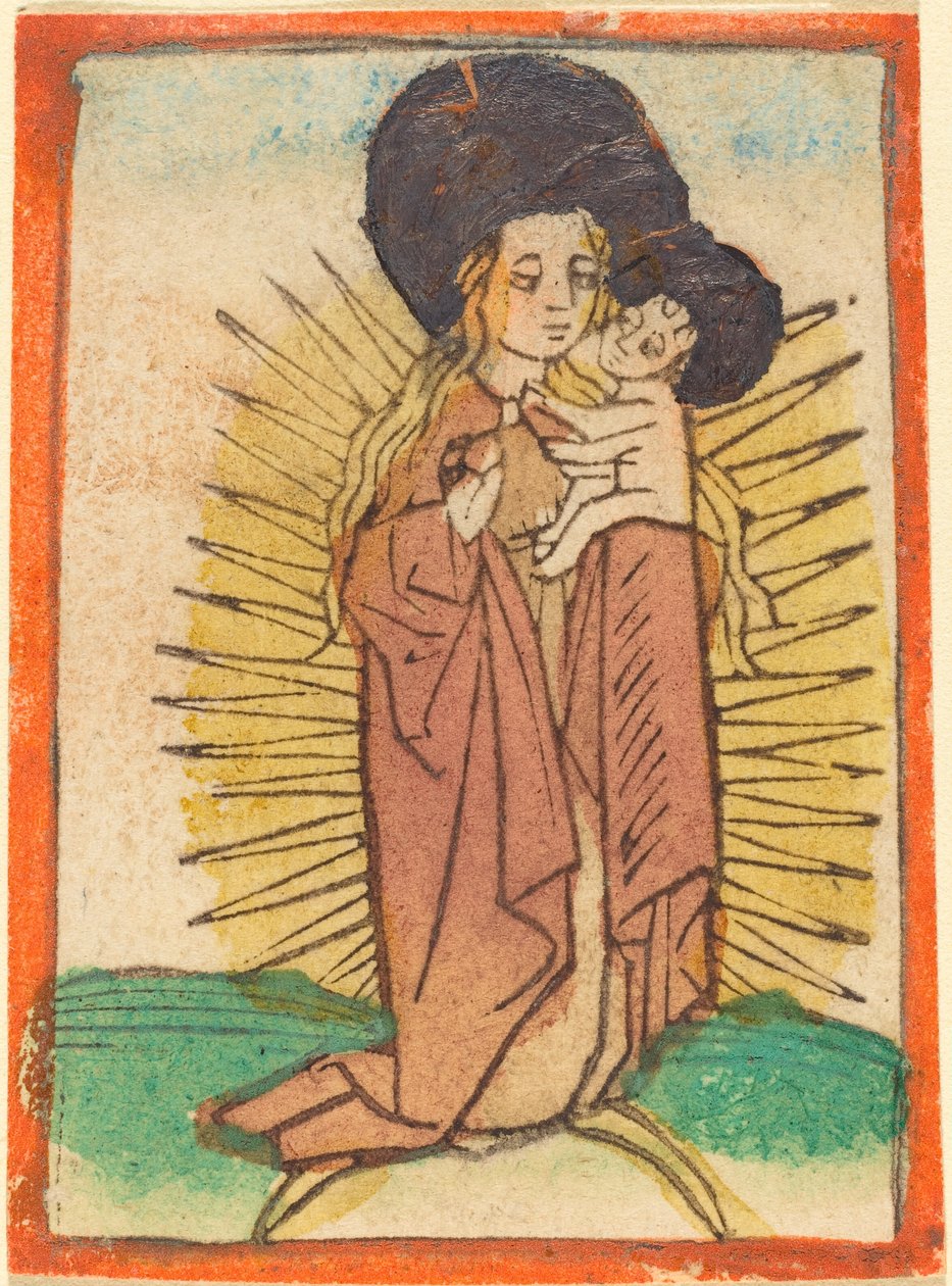 Madonna och barn i en härlighet som står på en halvmåne, ca. 1470. av Unbekannt