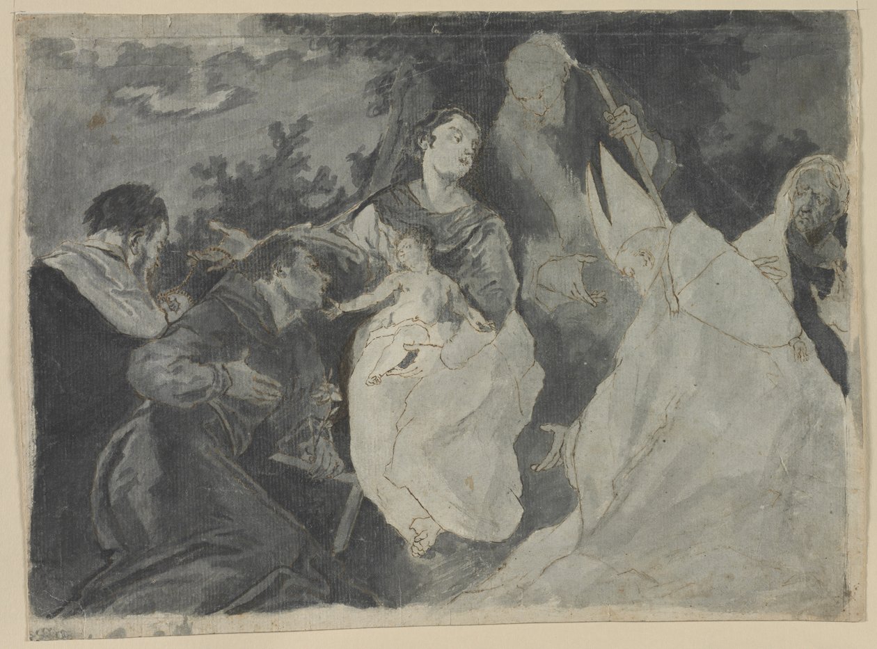 Madonna och barn med heliga, 1700-talet. av Unbekannt