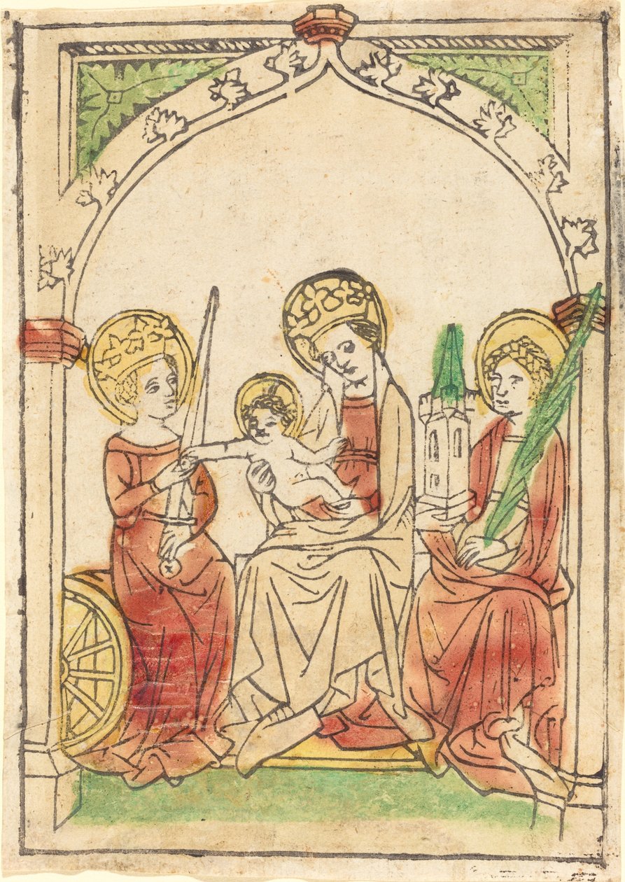 Madonna mellan Saints Catherine och Barbara, 14401460. av Unbekannt