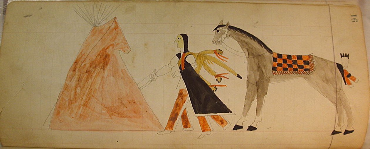 Maffet Ledger: Indian och häst, ca. 1874-81. av Unbekannt