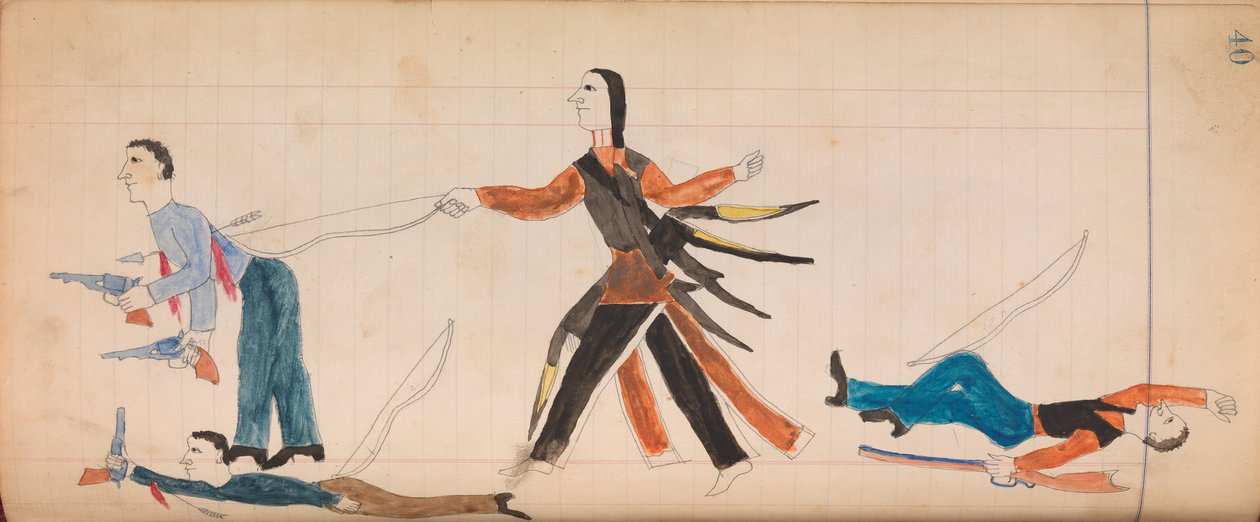 Maffet Ledger: Indiska och tre vita män, ca. 1874-81. av Unbekannt