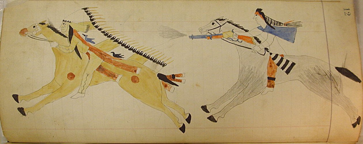 Maffet Ledger: Two Mounted Indians, ca. 1874-81. av Unbekannt