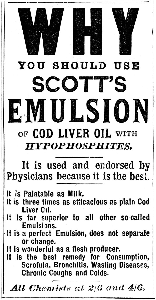 Tidningsannons för Scotts Emulsion of Cod Liver Oil, 1890 av Unbekannt