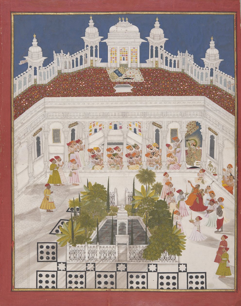 Maharana Ari Singh dyrkade i sitt palats, 1765 av Unbekannt