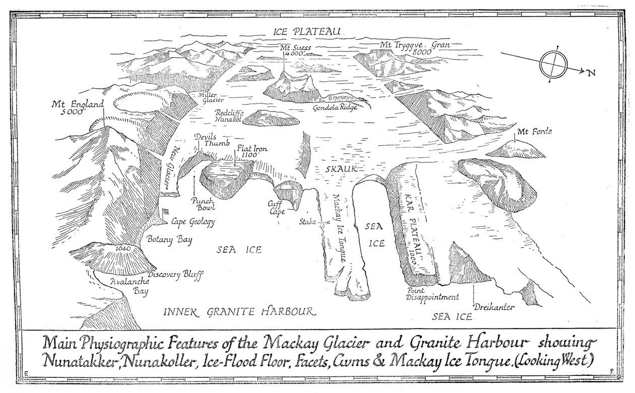 Huvudfysiografiska egenskaper hos Mackay Glacier och Granite Harbour, 1913 av Unbekannt