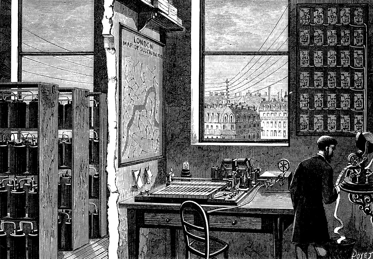 Centralstationen för Exchange Telegraph Company, London, 1882 av Unbekannt