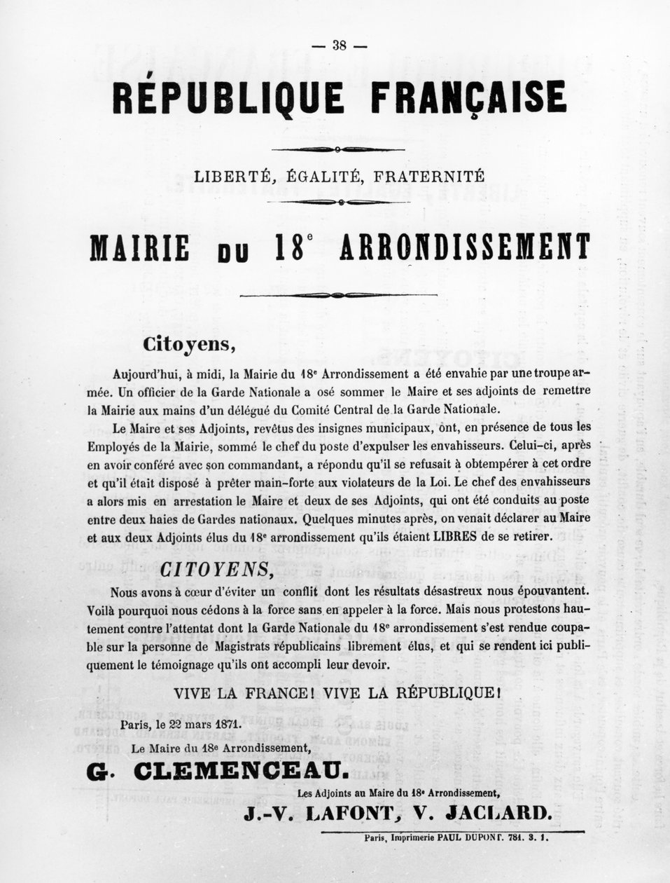 Mairie du 18th Arrondissement, från franska politiska affischer från Pariskommunen, maj 1871 av Unbekannt