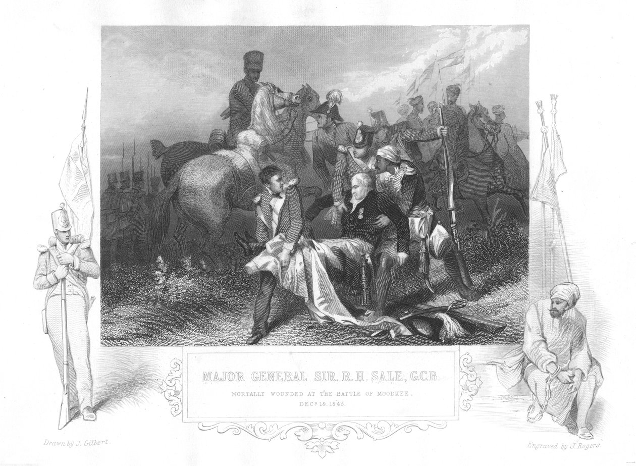Generalmajor Robert Henry Sale skadades dödligt vid Moodkee Mudkhi, 1845. av Unbekannt