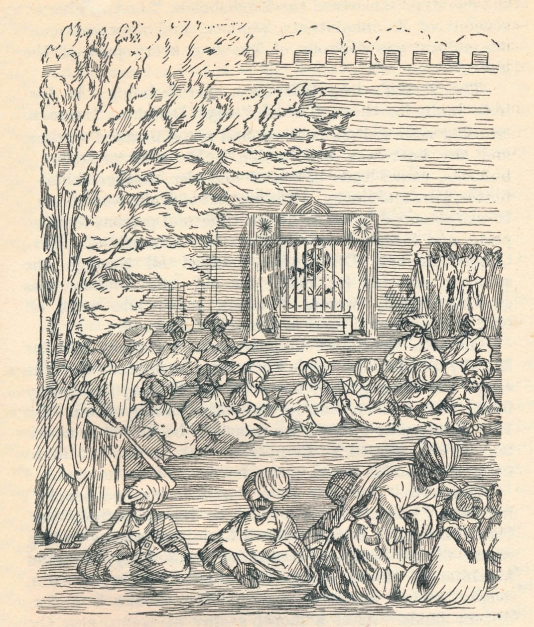 Major Denhan och hans parti mottogs av shejken av Bornu, 1826, 1912 av Unbekannt