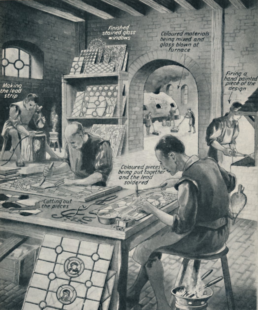 Att göra ett fönster i målat glas, c1934 av Unbekannt