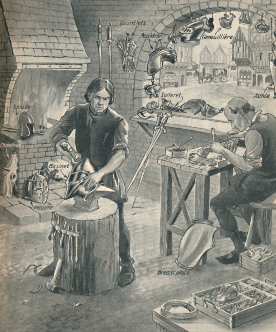 Att göra rustningar för riddarna från gamla tider, c1934 av Unbekannt