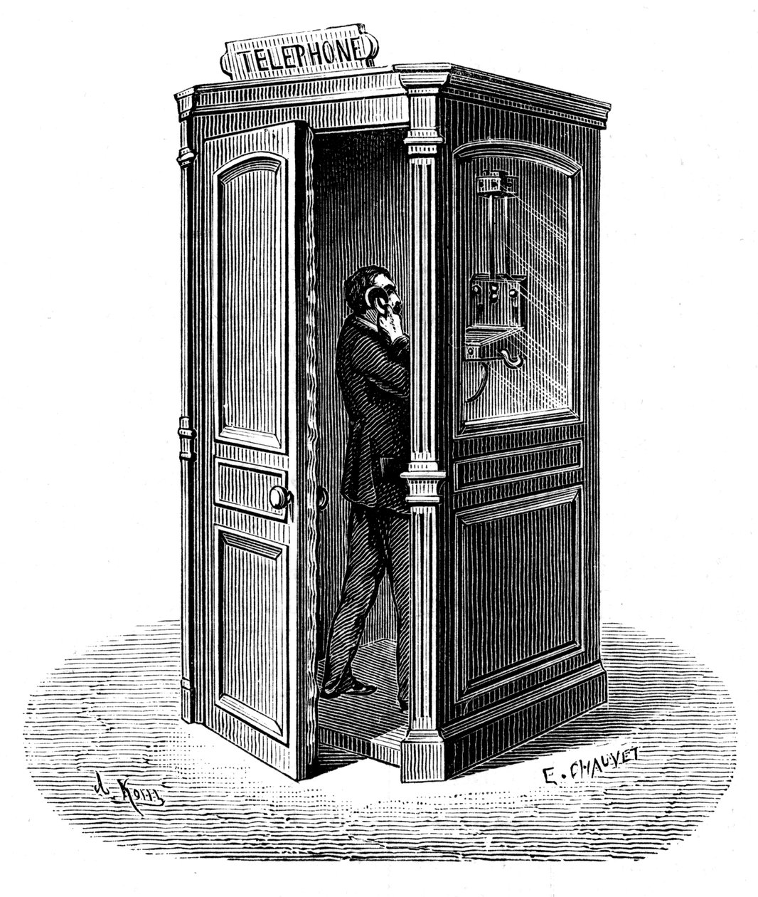 Ringa ett samtal från en telefonbox, 1888 av Unbekannt