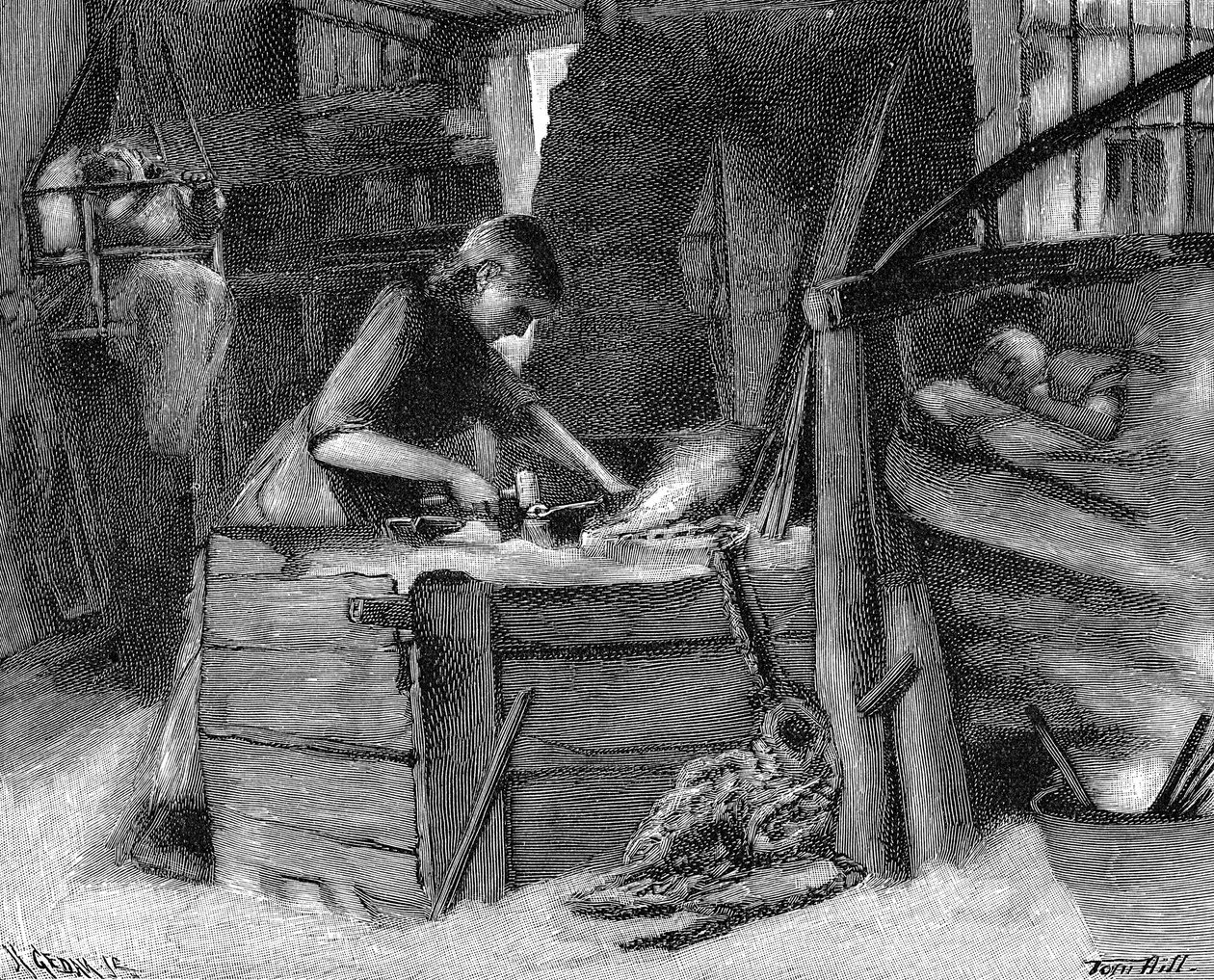Tillverkning av kedjor i Cradley Heath-distriktet i Black Country i engelska Midlands, 1890 av Unbekannt