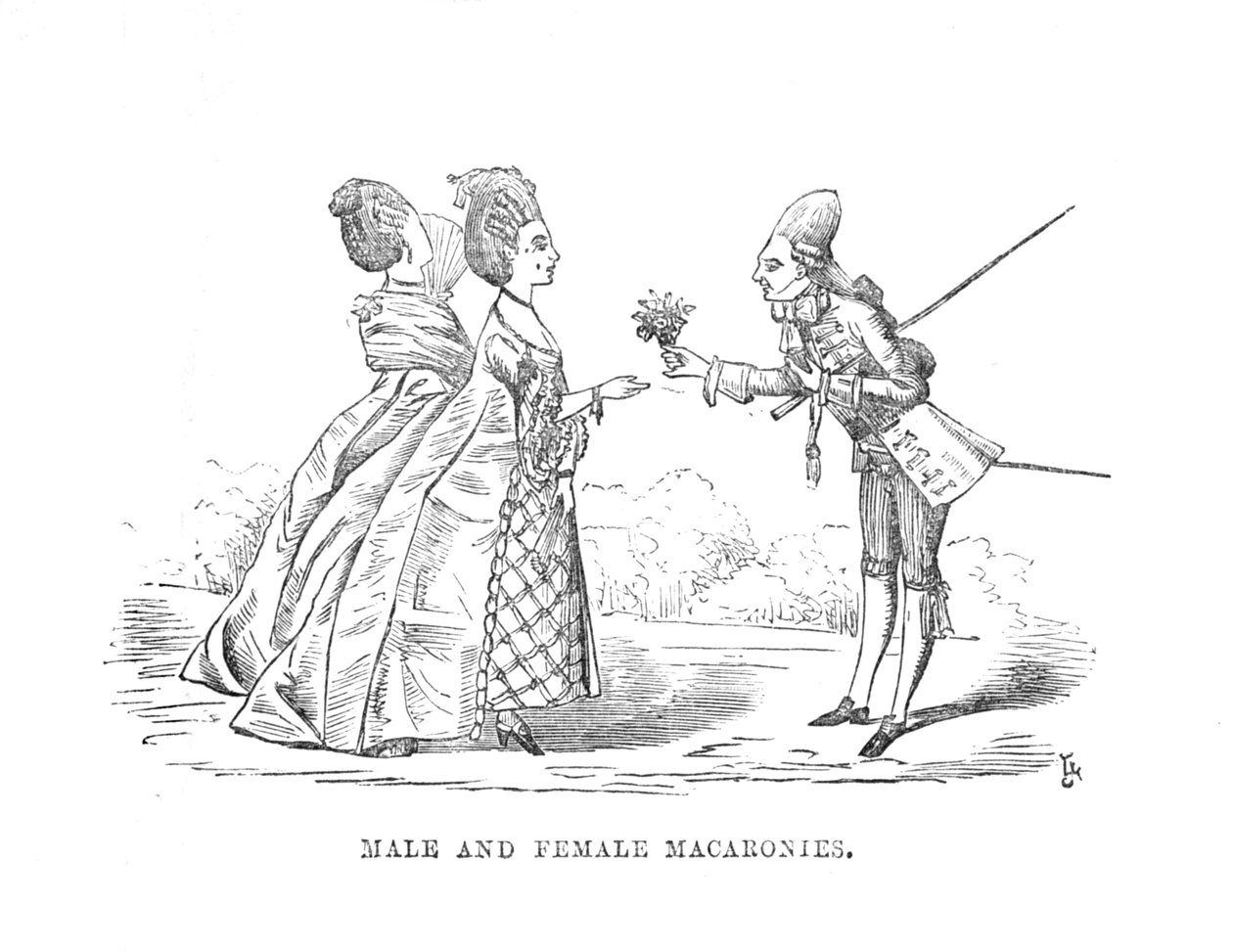 Manliga och kvinnliga makaronier, c1870 av Unbekannt