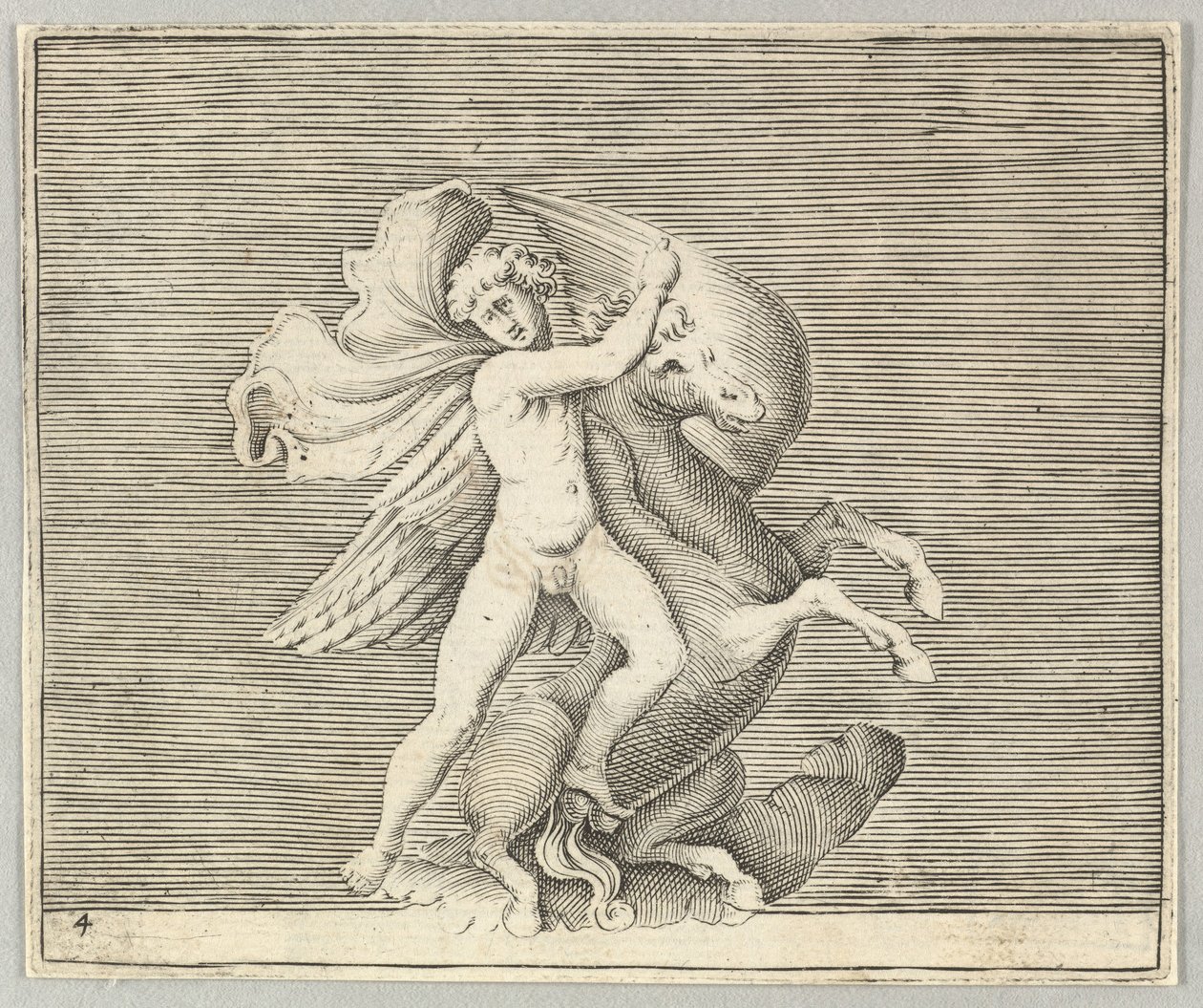 Man grappling with winged horse, publicerad ca. 1599-1622. av Unbekannt