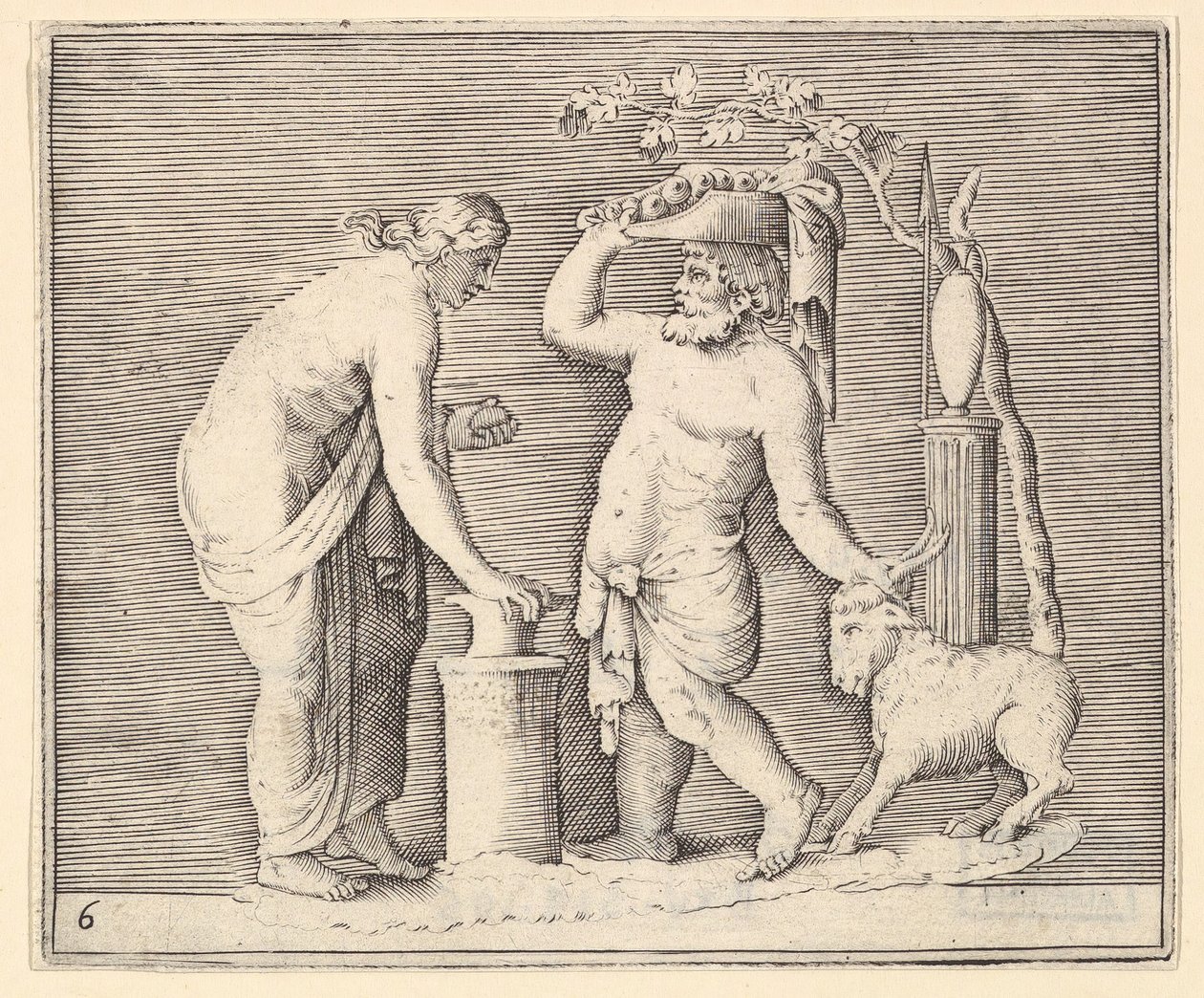 Man and Woman Sacrificing a Goat, publicerad ca. 1599-1622. av Unbekannt