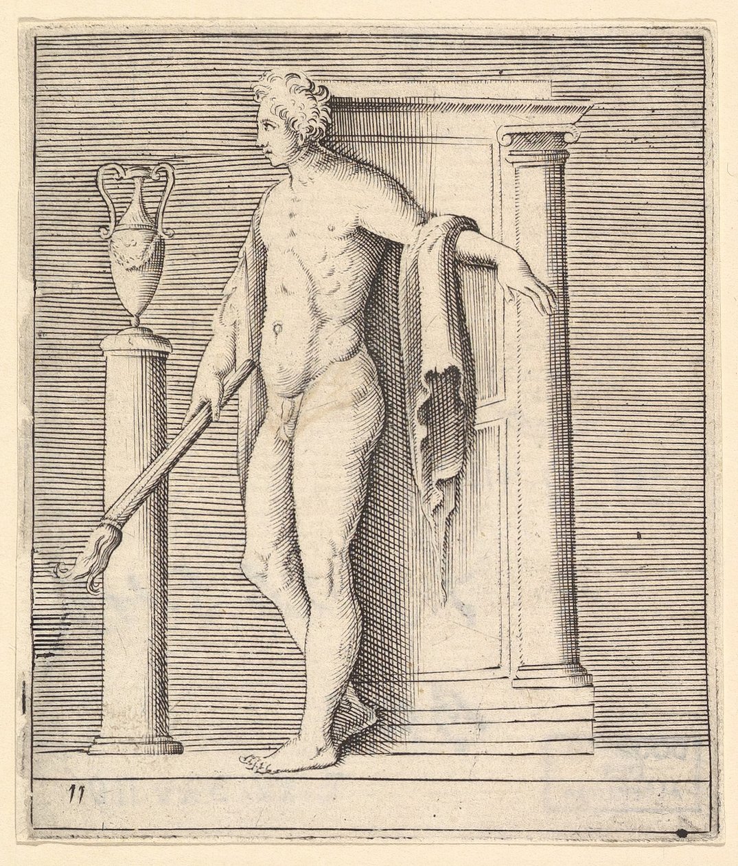 Man with Torch at Temple Door, publicerad ca. 1599-1622. av Unbekannt