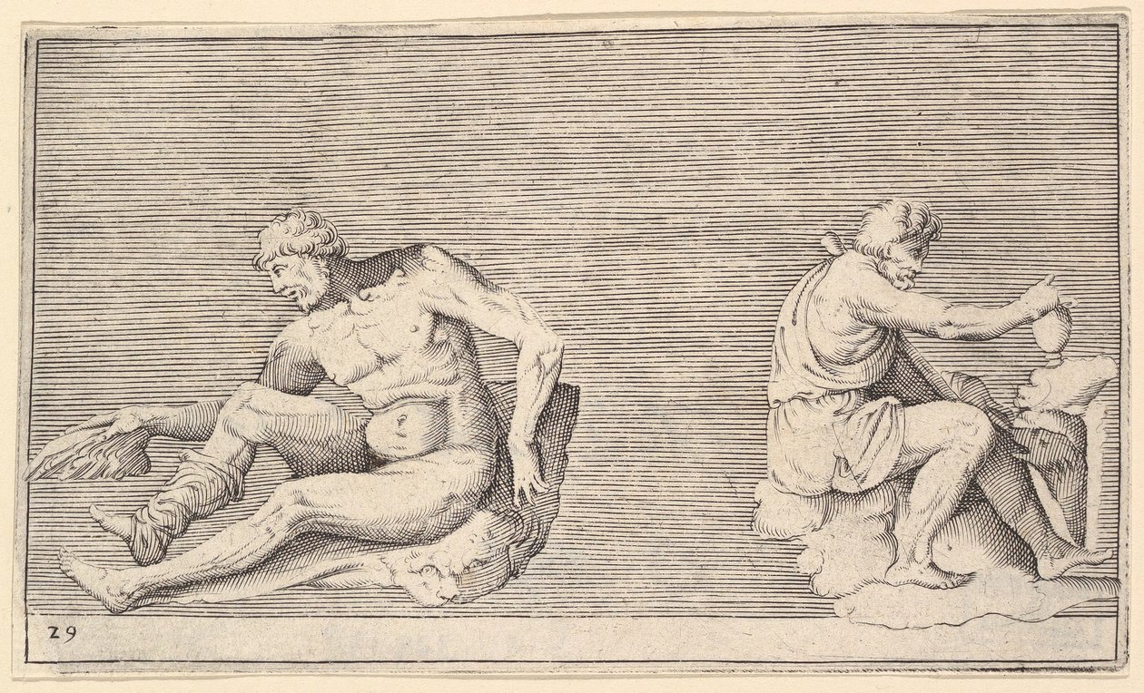 Man with Wing, Man with Vase and Dog, publicerad ca. 1599-1622. av Unbekannt