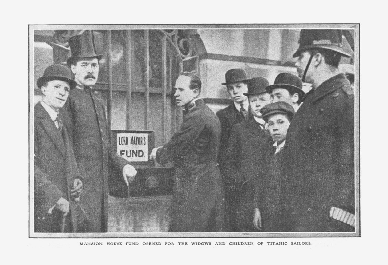 Mansion House Fund öppnade för änkor och barn till Titanic Sailors, 20 april 1912. av Unbekannt