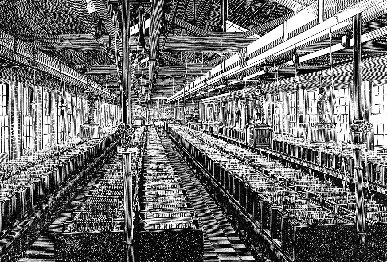 Tillverkning av elektriska batterier, USA, 1887 av Unbekannt
