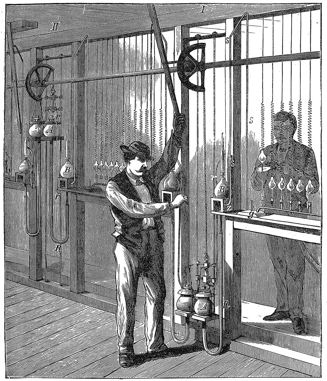 Tillverkar elektriska glödlampor, c1883 1896 av Unbekannt
