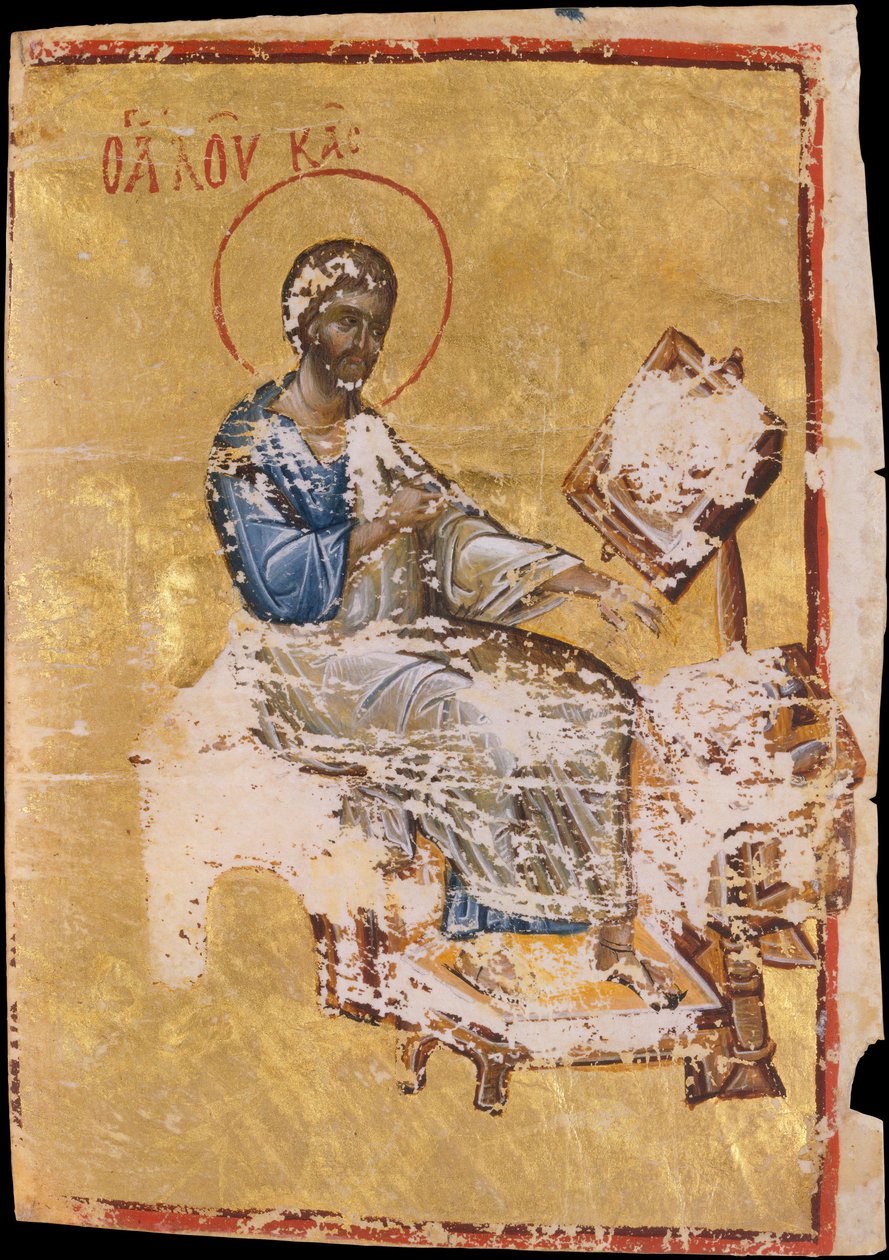 Manuskriptbelysning med evangelisten Luke, bysantinsk, sent 1200-tidigt 1300-tal. av Unbekannt
