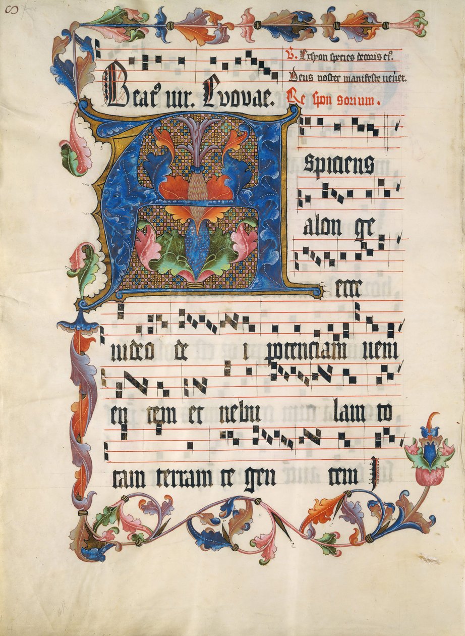 Manuskriptblad med initial A, från ett antifonarium, tyska, ca. 1425-50. av Unbekannt
