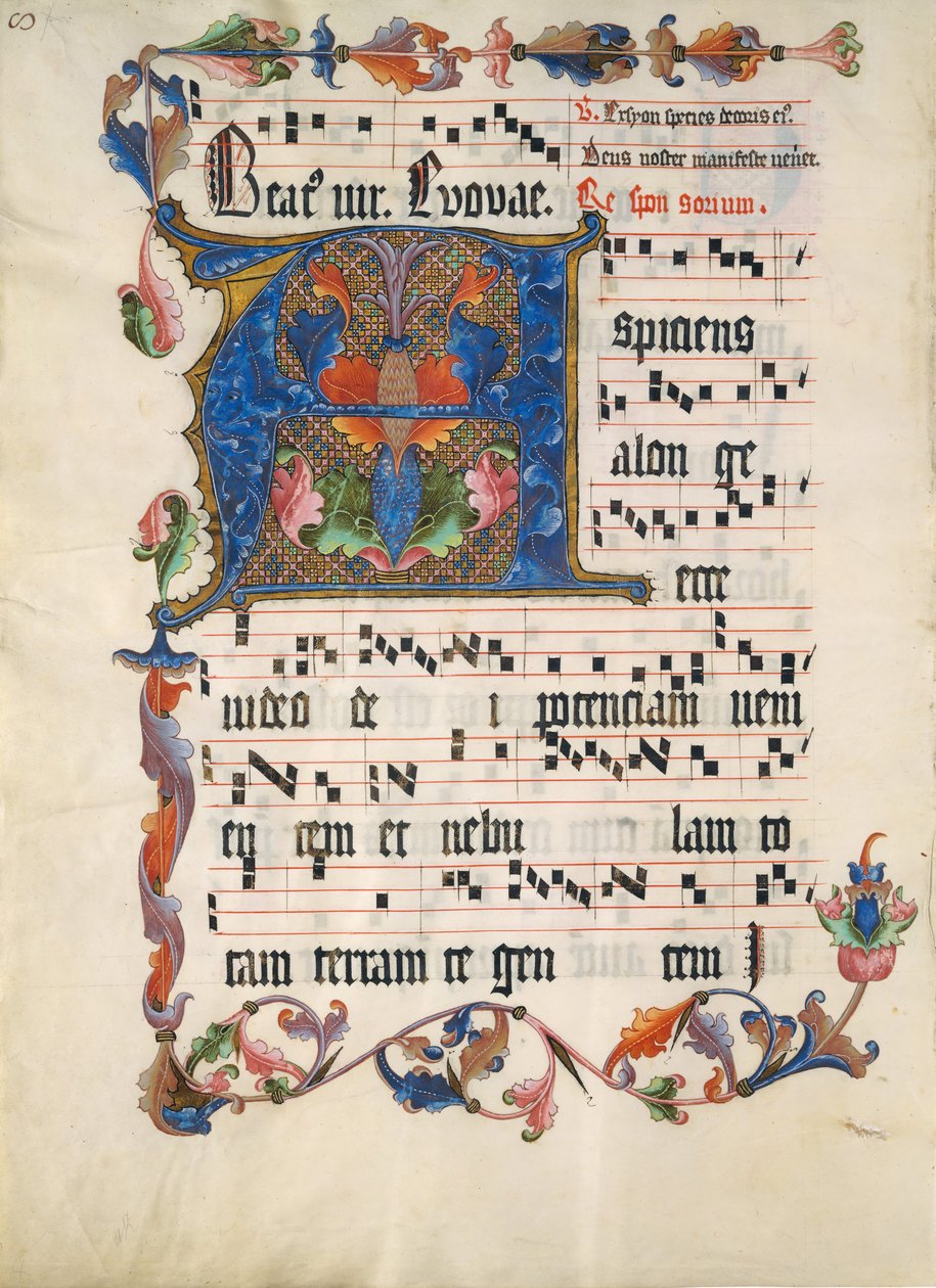 Manuskriptblad med initial A, från ett antifonarium, ca. 1425-50. av Unbekannt
