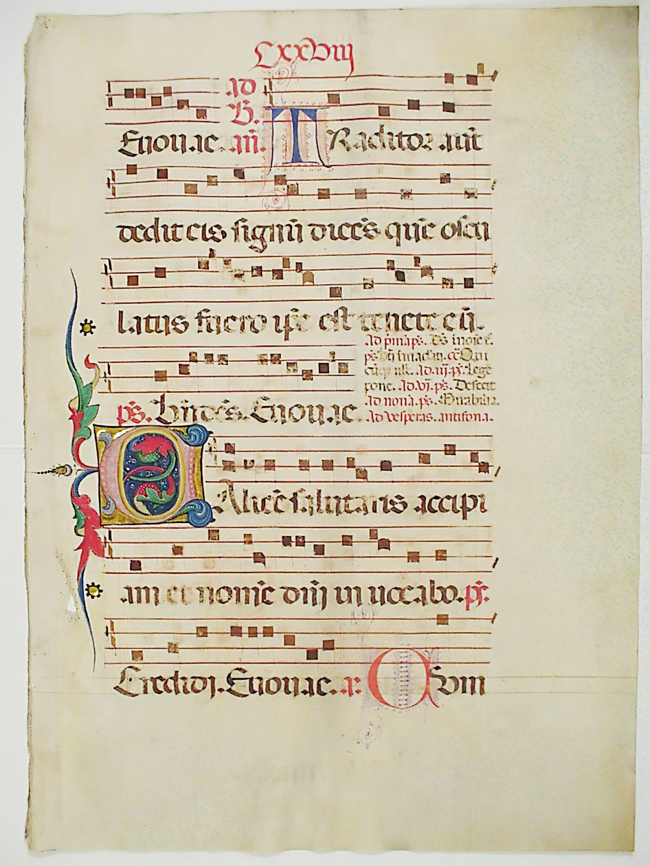 Manuskriptblad med initial C, från ett antifonarium, italienskt, 1400-tal. av Unbekannt
