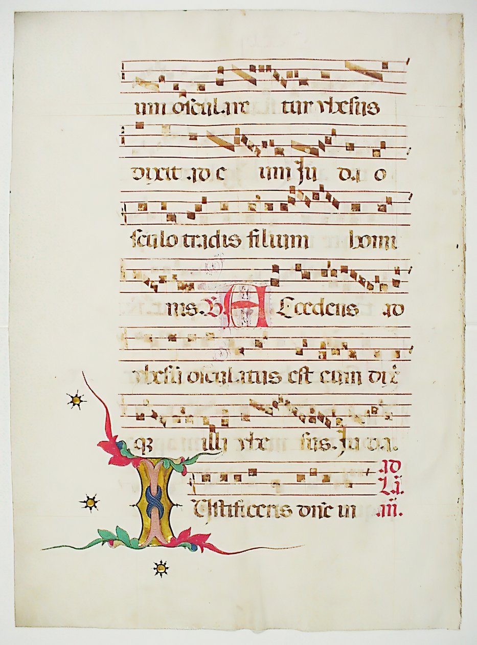 Manuskriptblad med initial I, från ett antifonarium, italienskt, 1400-tal. av Unbekannt