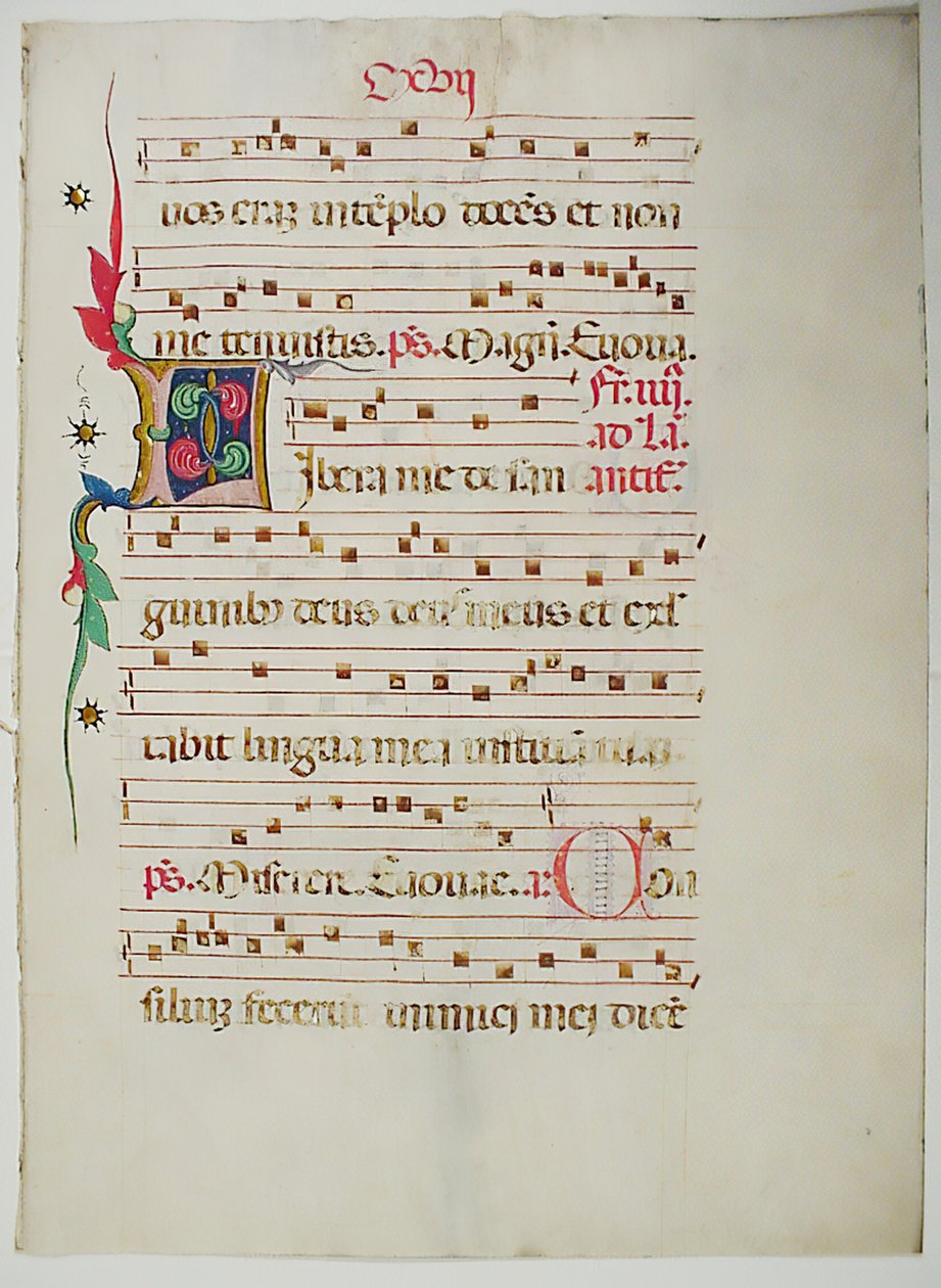 Manuskriptblad med initial L, från ett antifonarium, italienskt, 1400-tal. av Unbekannt