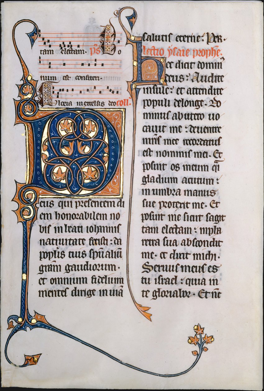 Manuskriptblad med initial M, från ett missal, franska, ca. 1290. av Unbekannt