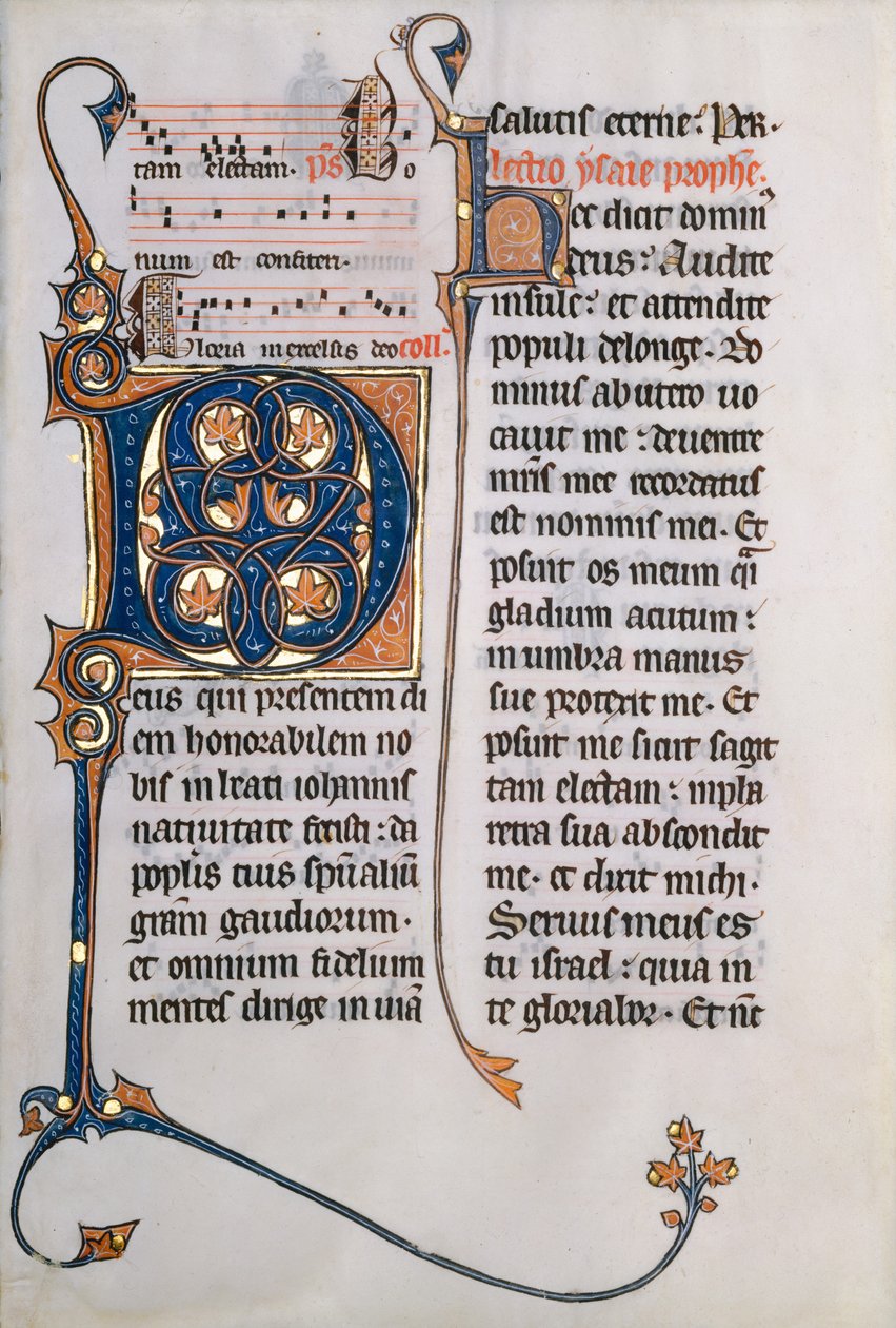 Manuskriptblad med initial M, från ett missal, ca. 1290. av Unbekannt