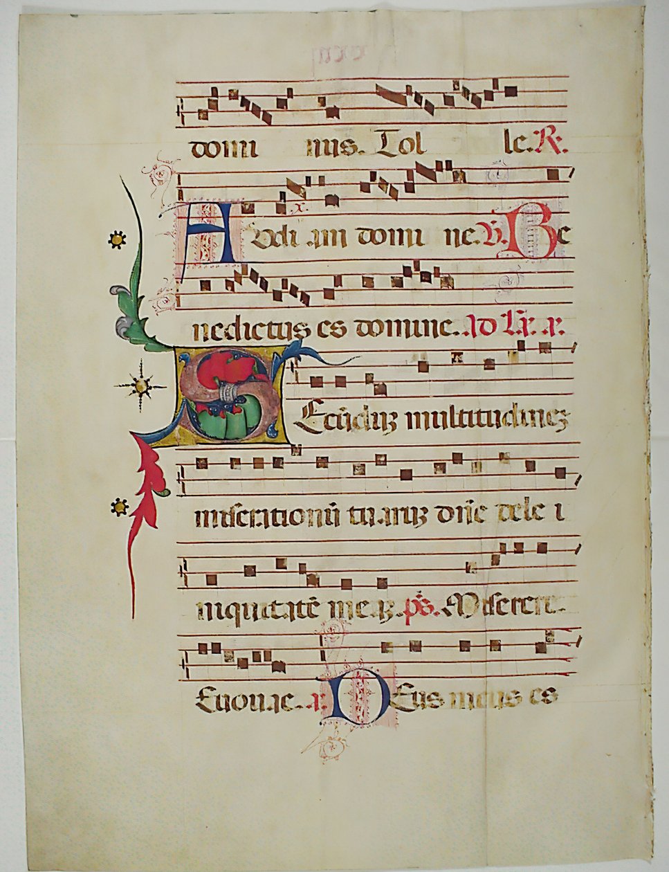 Manuskriptblad med initial S, från ett antifonarium, italienskt, 1400-tal. av Unbekannt