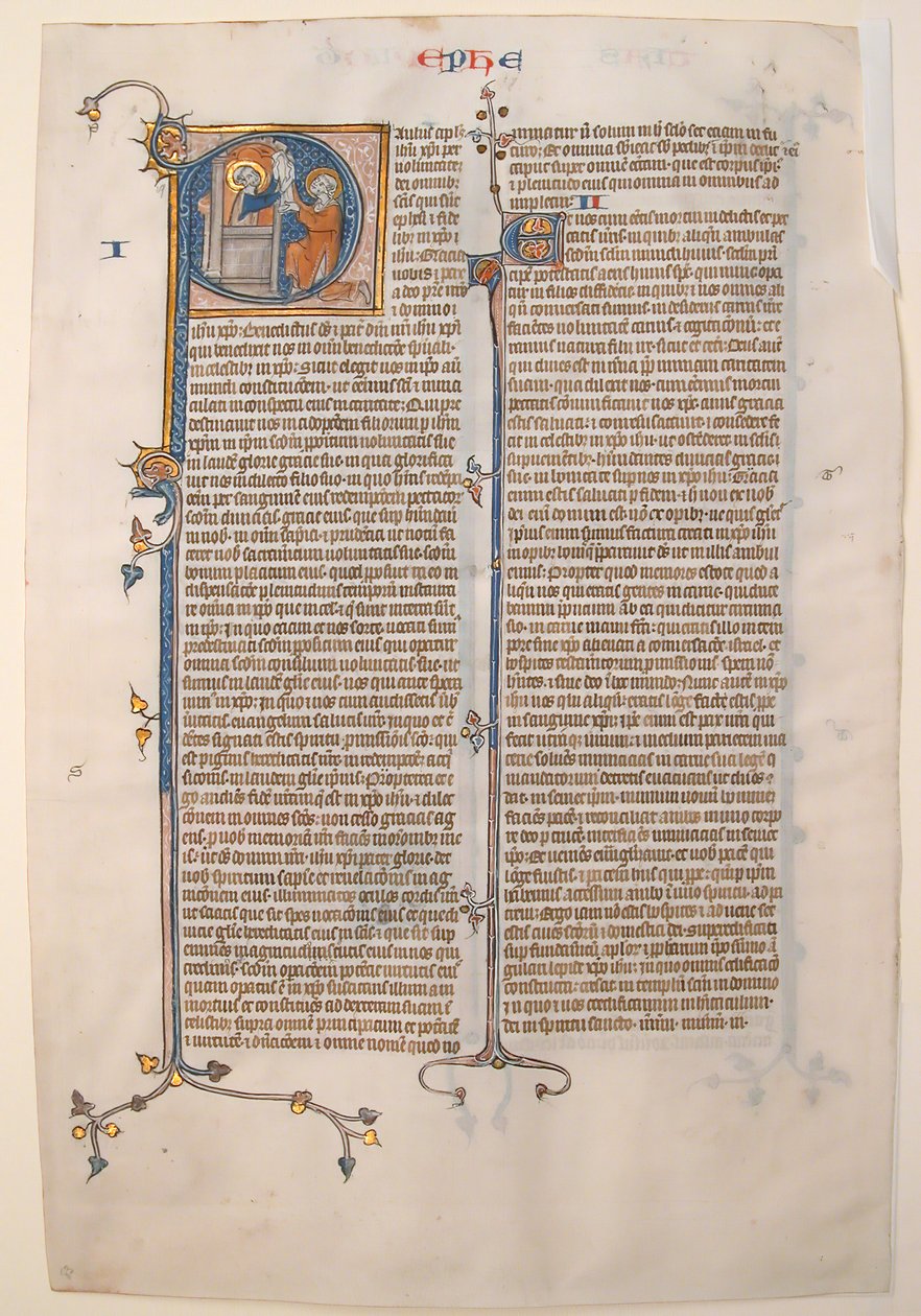 Manuskriptblad med öppningen av Paulus brev till efesierna, från en bibel, ca. 13 av Unbekannt