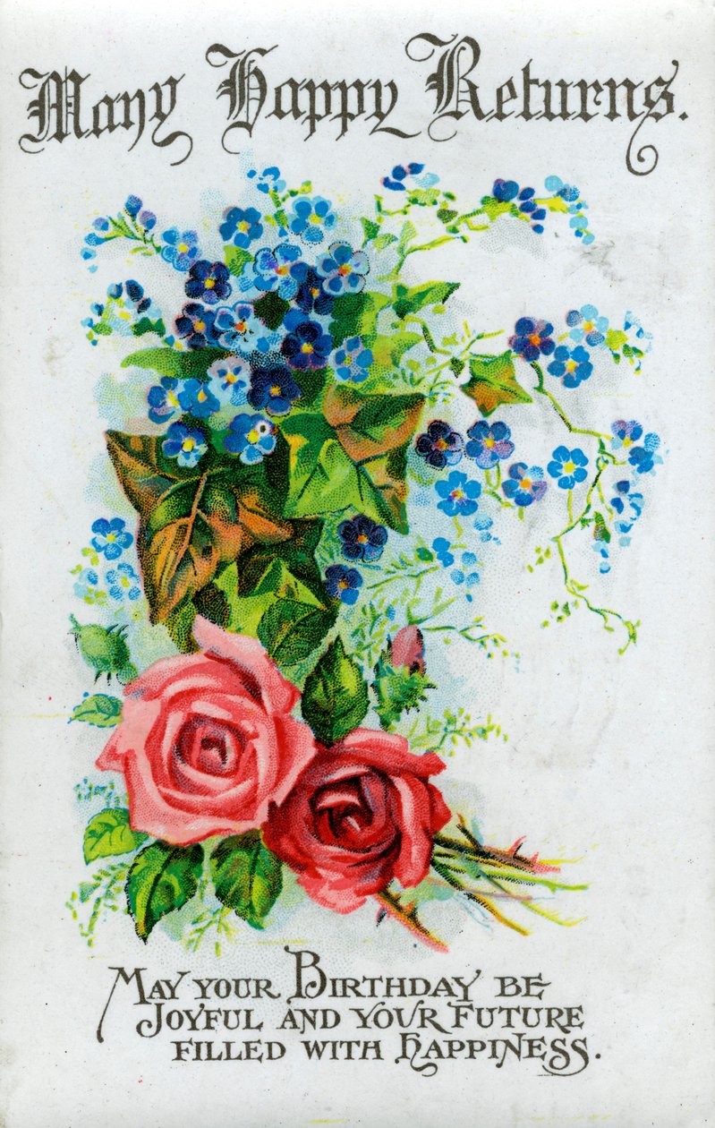 Många lyckliga returer, födelsedagskort, c1921 av Unbekannt