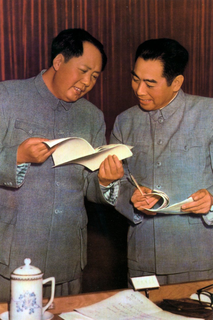 Mao Zedong och Zhou Enlai, kinesiska kommunistledare, ca 1950-talet av Unbekannt