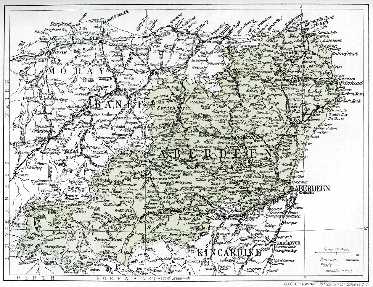 Karta över Aberdeenshire, 1924-1926 av Unbekannt