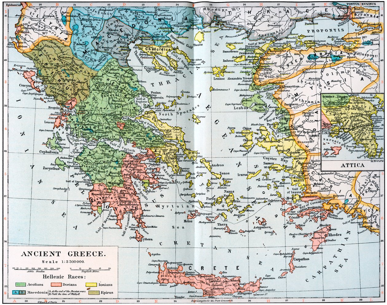 Karta över antikens Grekland, 1902 av Unbekannt